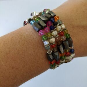 Magnetic Hematite Multicolor Necklace 33 Inch Adjustable Boho Indie Hippie